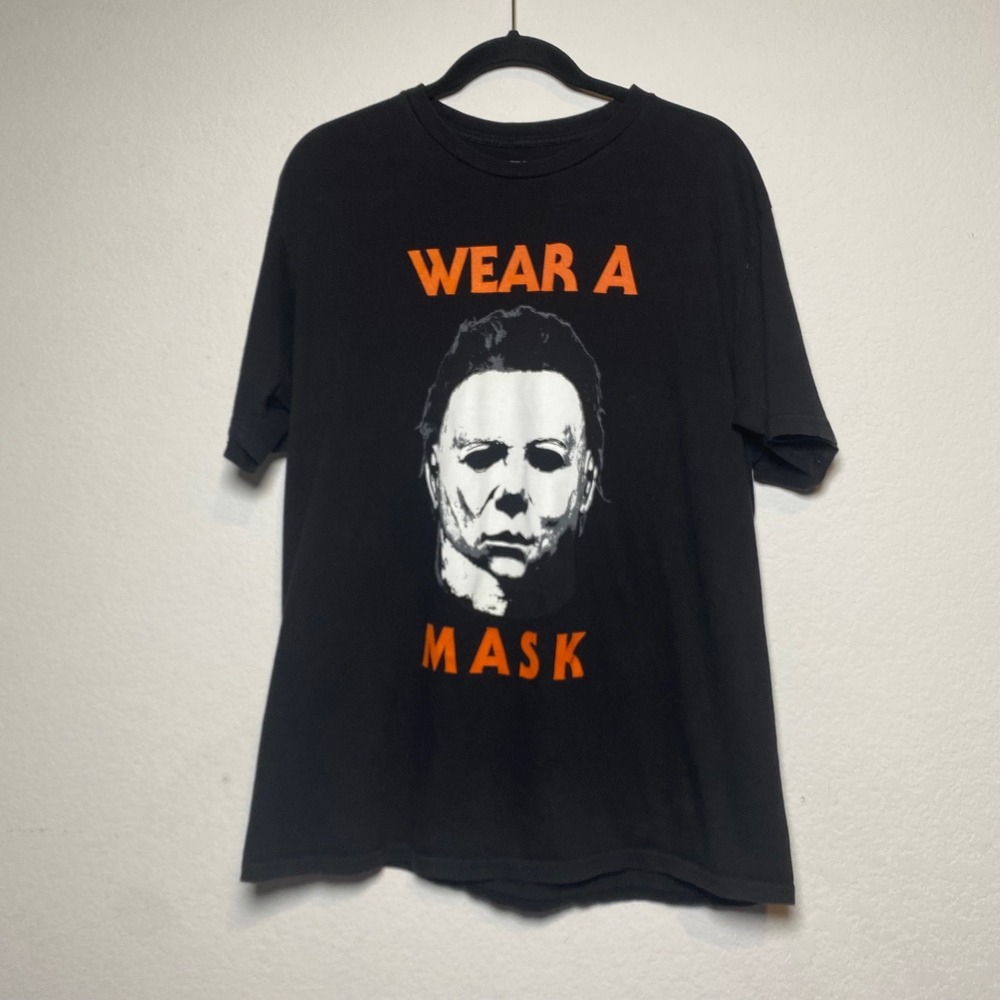 Halloween Michael Myers Wear A Mask Black T‎ Shirt Rock Rebel XL Halloween Goth